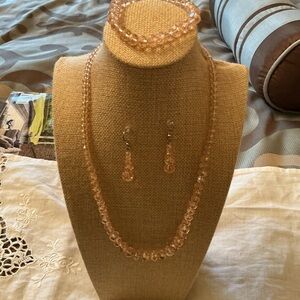 Crystal Pink Jewelry Set-4 pieces